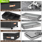 Under Bed Storage with Wheels - 2Pack 70L UnderBed Storage Containers with Clear Lid & Label, Rolling Under Bed Storage Bins for Clothes, Shoes, Blankets (XXL,Black)