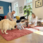 OLANLY 2x3 Machine Washable Small Bedside Rug, Soft Fluffy Shaggy Entryway Throw Rugs for Bedroom, Living Room, Indoor Floor Carpet for Kids Girls and Boys, Home Decor Aesthetic, Rust Red