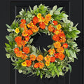 24 Inch Summer Wreaths for Front Door with Carnations, Daisies and Eucalyptus - Artificial Spring Summer Front Door Wreath for Farmhouse, Porch, Window, Wedding, Celebration, Indoor Outdoor Home Decor