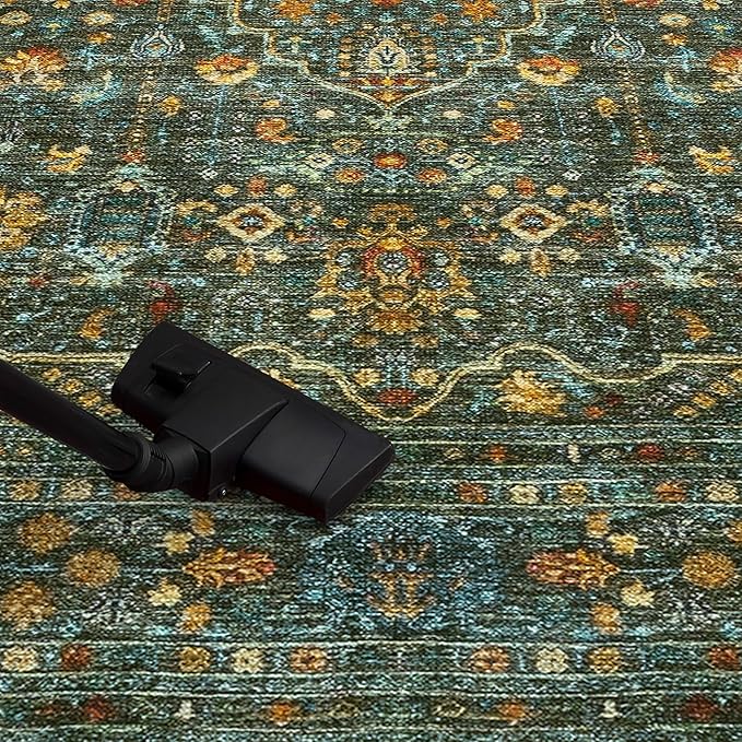 Keen Home Design 4x6 Rug - Machine Washable Area Rug with Non-Slip Backing, Ideal for Living Room, Dining Room, Bedroom - Vintage, Easy Clean, Durable, Low Pile Rug - (4' x 6')