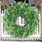 26" Large Eucalyptus Wreath for Front Door Spring Summer Greenery All Season Green Year Round Artificial Eucalyptus Leaves Wreath for Porch Farmhouse Home Wall Window Outdoor Indoor Decorations