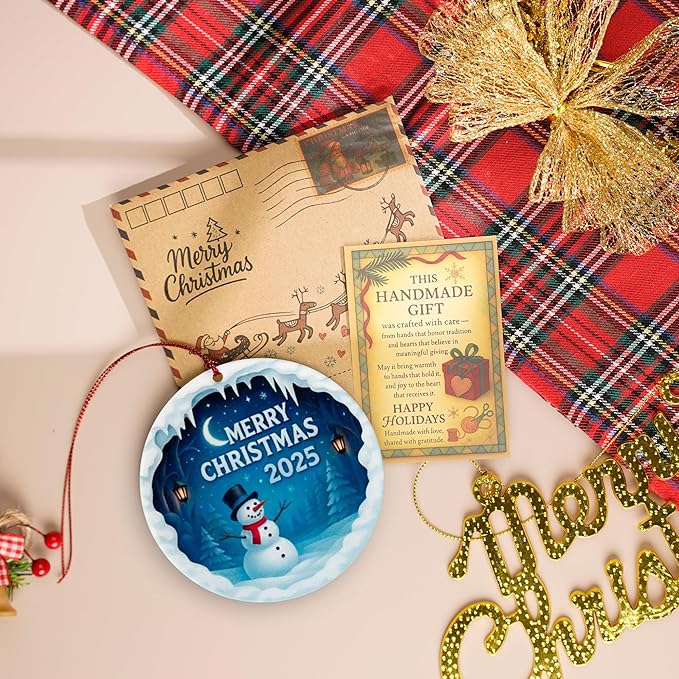 Merry Christmas Ornaments, Snowman Charm, Holiday Joy, Ornaments Decorations, Lovely Snowman Ornament Hanging Decor for Tree, Car, Home, White Elephant Gifts, Christmas Decorations