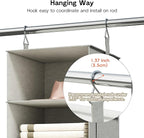 Vailando 3-Shelf Hanging Closet Organizer, Set of 2 Hanging Shelves with 2 Drawers for Wardrobe, Nursery, Baby Clothes Storage and Organization, Silver Gray