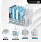 SUPEASY Desk Organizers Metal Desk Magazine File Holder with 5 Vertical Compartments Rack File Organizer for Office Desktop, Classroom, Home Workspace, White Plus
