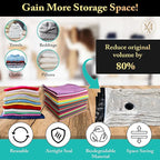 Vacuum Storage Bags – 12 Pack with Hand Pump | Space Saver Compression Bags for Clothes & Bedding | Extra Thick, Airtight Double-Zip, Triple-Valve | Reusable Storage (Jumbo/Large/Medium)