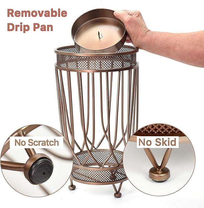 Dualplex Super Quality Umbrella Stand, Umbrella Holder, Antique Look Metal, Entry Hallway Décor, w/Removable Drip Tray. Home, Office Decoration Rack Holds Umbrellas Canes Walking Sticks (Round)