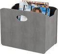 HofferRuffer Magazine Basket Holder, Foldable Magazine Rack, Document File Holder Organizer, File Folder, Newspaper Storage Bin Organizer for Home or Office (Dark Grey Shagreen)
