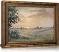 Vintage Gold Framed Wall Art Retro Fall Sunset Country Oil Painting Canvas Prints Watercolor Autumn Landscape Picture Rustic Farmhouse Soft Nature Poster Artwork for Living Room Bedroom, 16x24in