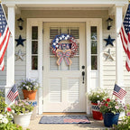 4th of July Wreath, 20 inch Patriotic Wreaths for Front Door, Red White Blue American Independence Day Memorial Day Flag Day 250th Anniversary Patriotic Home Decor Indoor Outdoor