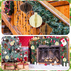 Gilprop 16 Pcs Christmas Paper Honeycomb Ornaments Paper Lantern Ornament 3D Hanging Honeycomb Balls Vintage Christmas Hanging Neutral Ornaments Decorations for Christmas Tree Xmas Holiday Party Decor