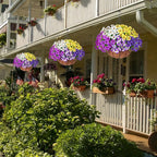 Ivydale Artificial Pansies Hanging Basket, 20 Bundles Fake Flowers Hanging Plant for Outdoor Decoration, Silk UV Resistant Realistic Colorful for Front Door Porch