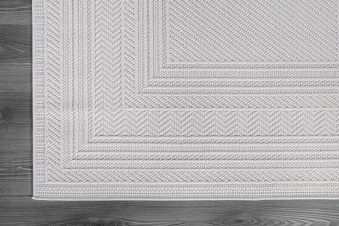 Micro Loop Indoor Rug White 9x12 Boho Geometric Neutral Area Rugs for Living Room Soft Luxury Modern Low and High Pile Durable Stain Resistant Non-Shedding Indoor Area Carpet 9 x 12
