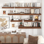 Venusmiles Floating Shelves for Wall, 40" W x 12" D x 2" H, 2 Pack of Long Wall Mounted Engineered Wood Shelves with Invisible Brackets for Living Room, Bedroom, Bathroom, Kitchen Decor, Walnut