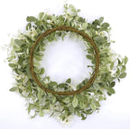 WreathDream 18'' Spring Wreath Summer Wreath for Front Door with Green Eucalyptus Leaves and White Cherry Blossoms for Home Outdoor Farmhouse Porch Wall Decoration, White Gift Box Included