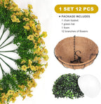 Artificial Faux Hanging Mums Plants Flowers Basket for Outdoors Summer Autumn Decoration,Hanging Planters with Fake Silk Daisy UV Resistant Realistic for Outside Porch Patio Balcony Garden Home Yellow