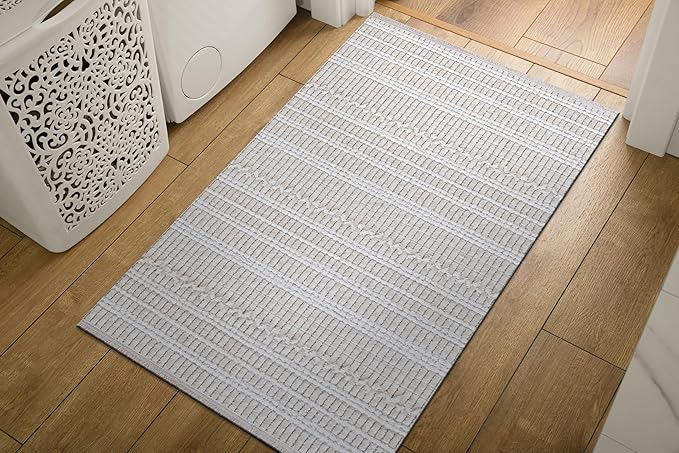 Modern Indoor Rug Stripe 2x3 Area Rugs for Living Room Luxury Kitchen Bedroom Durable Soft Geometric Durable Low and High Pile Stain Resistant Non Shedding Area Carpet 2x3