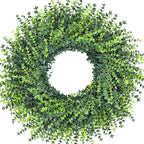 HUZIYAHAN 28In Large Boxwoods Door Wreaths for Front Door Spring Summer Outside All Season Green Year Round Artificial Greenery Wreath for Wall Window Rustic Farmhouse Home Outdoor Indoor Decorations