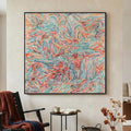 Extra Large Framed Colorful Abstract Wall Art for Living Room, Oversized Square Modern Canvas Prints Paintings, Minimalist Multicolor Big Pictures for Bedroom Dining Hallway Office Wall Decor 40x40 In