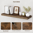 Acovy 48 Inch Floating Shelves, 48"x9.25"x1.5" Inch Deep Floating Shelves for Wall, Wooden Shelves for Bathroom, Bedroom, Living Room, Brown, 1 Piece