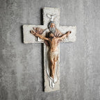 BC Catholic Holy Trinity Crucifix Wall Cross, 9.5" H Jesus Christ Inspirational Home Décor, Catholic Gifts, Religious Wall Sculpture handpainted by Buildclassic