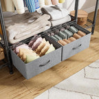 Coat Rack Clothes Wardrobe：Closet Organizer and Storage Clothing Garment Rack with Shelves Heavy Duty for Hanging Clothes Portable Adjustable Black 15.8" DX56.8 WX76.5 H