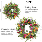 Sggvecsy Spring Summer Wreath for Front Door 22 Inch Artificial Tulips Wreath with Eucalyptus Leaves Lavender Ferns Colorful Silk Flowers Butterflies for Home Farmhouse Indoor Outdoor Wall Decor