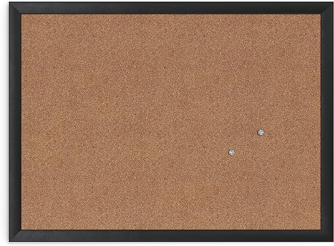 U Brands Cork Bulletin Board, 17" x 23", Black Wood Frame