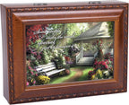 Cottage Garden Gazebo Some People Make World Special Woodgrain Rope Trim Jewelry Music Box Plays Wonderful World