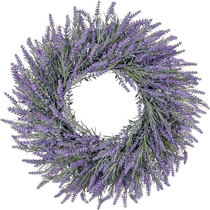 26 Inch Large Lavender Wreaths for Front Door Outside Summer Spring Wreaths for Front Door Floral Wreath All Season for Wedding Farmhouse Porch Wall Room Home Decor