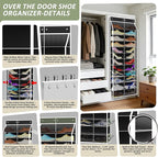 24-Pair Over Door Shoe Organizer for Family & Kids, Double Sided | Hanging Storage for Sneakers, Boots, Toys & Room Organization-Obsidian Black