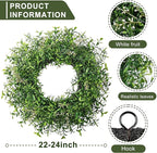 24 Inch Summer Wreaths for Front Door Wreath Spring Outdoor Green Door Wreath for All Seasons Porch Wall Indoor Outdoor Living Room Bedroom Window Farmhouse Home Decoration