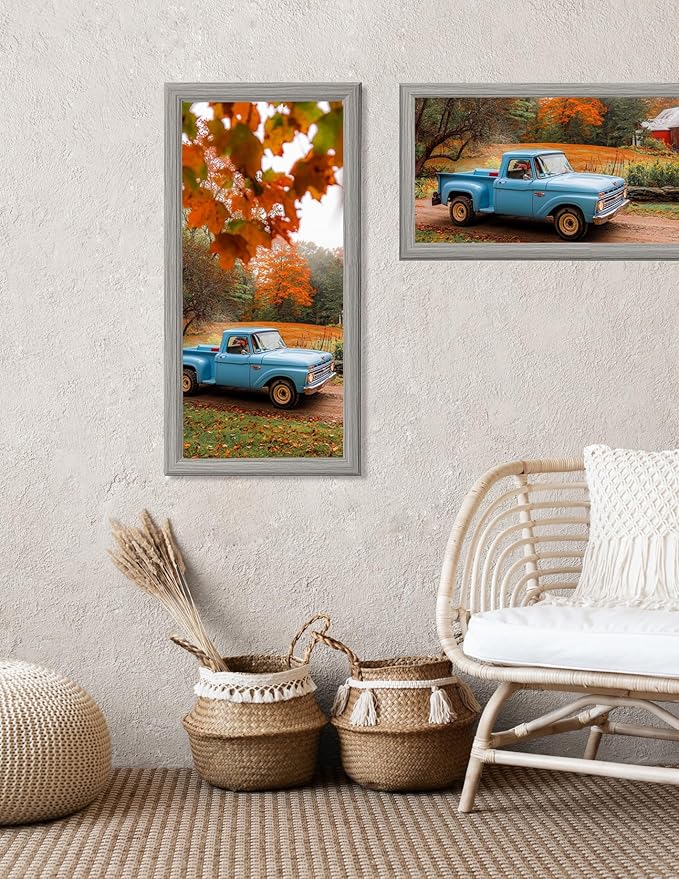 KTKDE 20x40 Picture Frame Set of 3, Poster Frame Wooden Gray 40 by 20 in for Pictures and Art Prints, Exhibition, Caffe Large Frame for Photos, best gift