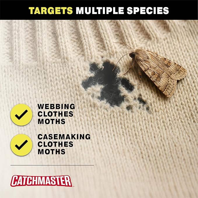 Catchmaster Clothing Moth Traps with Premium Extra Strength Odorless Pheromone Technology – Red, XL, Extra-Strength Glue – Traps & Targets Casemaking and Webbing Moths - 6-Pack