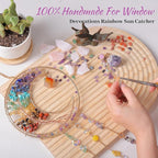 Crystal Dream Catchers Tree of Life Dream Catcher Wall Decor with Healing Crystal Stone & Fluorite Dream Catcher Crystals for Windows for Bedroom Home Decor Wedding Garden-Colorful