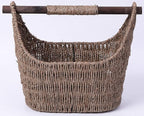 Vintiquewise Free Standing Magazine and Toilet Paper Holder Basket with Wooden Rod