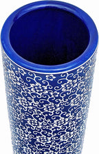 Red Lantern 24" White Flowers on Blue Umbrella Stand
