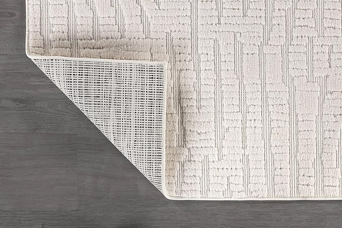 Modern Micro Loop Indoor Area Rugs for Living Room Bedroom Kitchen Geometric Pebble White 5x7 Luxury Durable Low and High Pile Non-Shedding Stain Resistant Soft Area Carpet 5 x 7