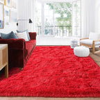 Rugs for Living Room 5x7, Soft Shaggy Modern Shag Area Rug for Bedroom, Upgrade Non-Slip Plush Fluffy Carpet for Kids Boys Girls Room Home Decor Aesthetic, Red