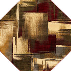 Unique Loom Barista Collection Area Rug - Timor (6' 1" Octagon, Multi/Red)