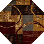 Unique Loom Barista Collection Area Rug - Kouillou (7' 1" Octagon, Multi/Brown)
