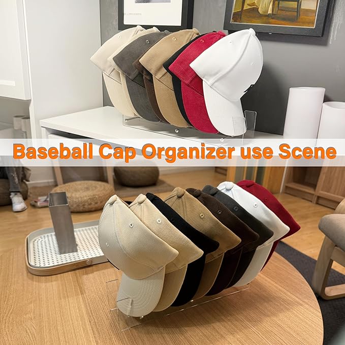 Hat Stand Organizer for Baseball Caps, Acrylic Hat Holder & Rack, 5PCS Clear Stand for 40 Caps, Ideal for Bedroom, Closet, Dresser, Office and Entrance (5)