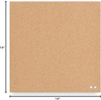 U Brands Frameless Square Cork Bulletin Board, Office Supplies, 14” x 14”, Natural, with Push Pins, 1 Count
