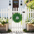 U'Artlines 17inch Front Door Wreaths Artificial Spring Summer Greenery Hanging Garland for Home Wedding Wall Window Decoration (17'inch Boxwood,1)