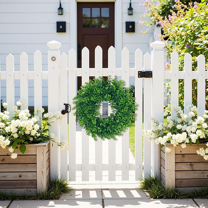 U'Artlines 20" Front Door Wreaths Artificial Spring Summer Greenery Hanging Garland for Home Wedding Wall Window Decoration (20'' Boxwood,1)