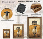 Vintage Gold Framed Wall Art Retro Country Sheep Oil Painting Canvas Prints Farmhouse Landscape Picture Wall Decor Rustic Farmhouse Animal Poster Artwork for Living Room Bedroom Bathroom, 12x16in