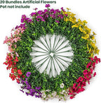 Lnoicy 20 Bundles Artificial Flowers for Outdoor Fake Plants for Spring Decoration,Faux Eucalyptus Flowers for Planter UV Resistant Lifelike for Home Porch Garden（7 Color）
