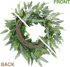 Sggvecsy Green Artificial Eucalyptus Wreath with Welcome Sign 20in Mixed White Berries Spring Summer Wreath for Front Door Wall Window Farmhouse Festival Porch Patio Garden Decor