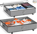 XXXL 78L Under Bed Storage with Wheels, Rolling Storage Containers with Clear Lid & Label, Heavy-Duty Metal Frame, Easy Pull-out, Underbed Storage Bins for Clothes, Shoes, Blankets, and Toys(2PACK)