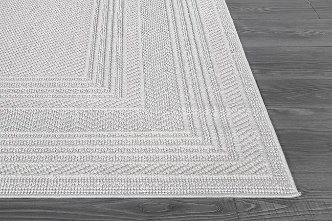 Micro Loop Indoor Rug White 9x12 Boho Geometric Neutral Area Rugs for Living Room Soft Luxury Modern Low and High Pile Durable Stain Resistant Non-Shedding Indoor Area Carpet 9 x 12