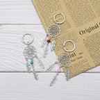 AUEAR, 6 Pack Dream Catcher Keychain Silver Handmade Key Ring for Bag Ornament Accessories DIY Jewelry Crafts